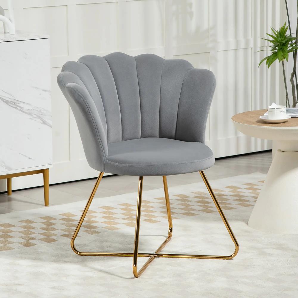 HOMCOM Velvet-Feel Lotus Petal Accent Chair Additional View 24