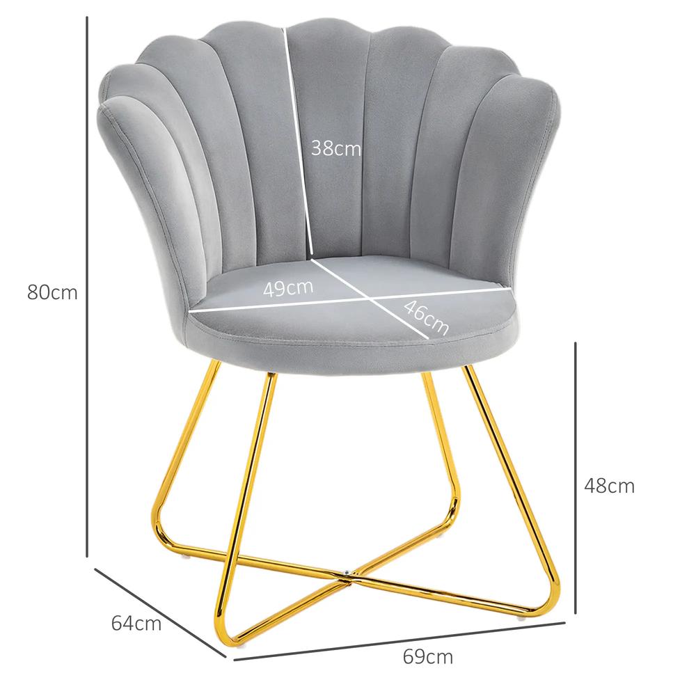 HOMCOM Velvet-Feel Lotus Petal Accent Chair Additional View 25