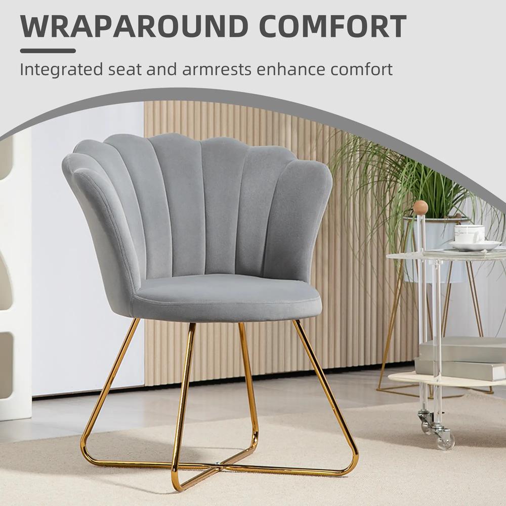 HOMCOM Velvet-Feel Lotus Petal Accent Chair Additional View 26