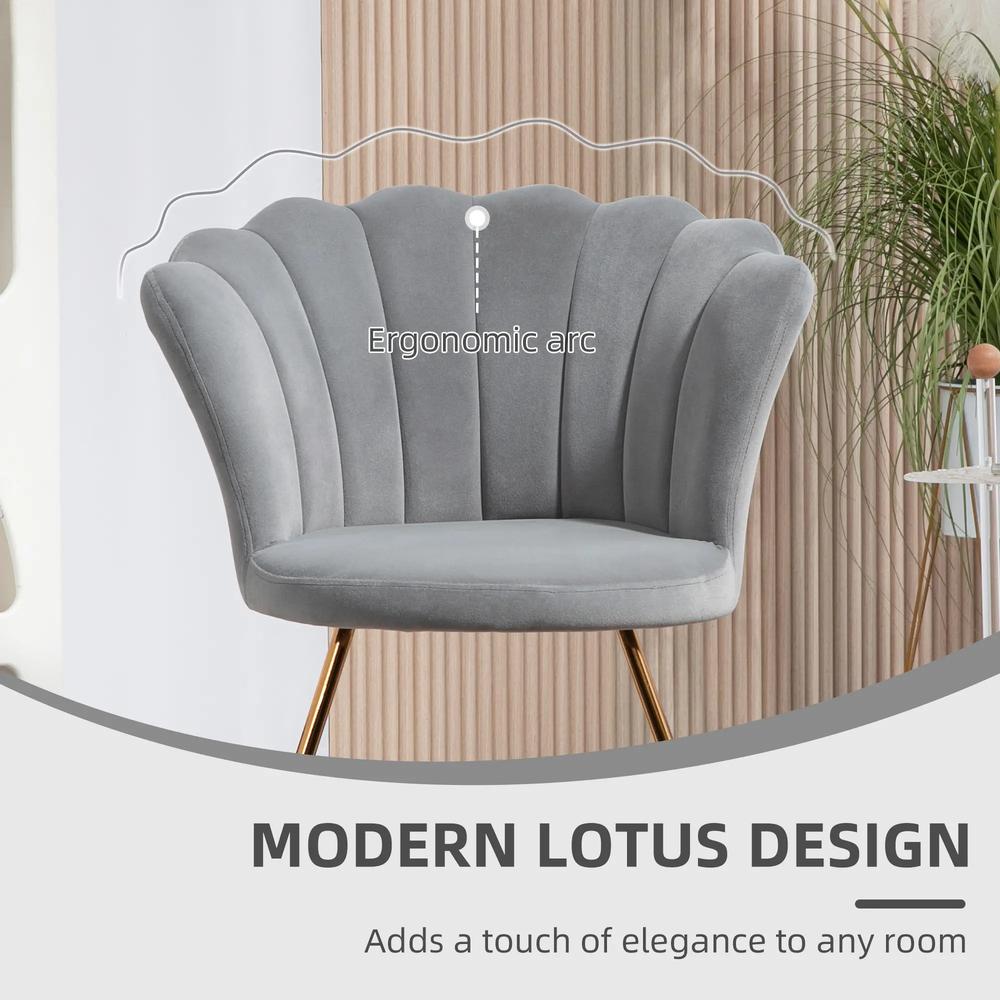 HOMCOM Velvet-Feel Lotus Petal Accent Chair Additional View 28
