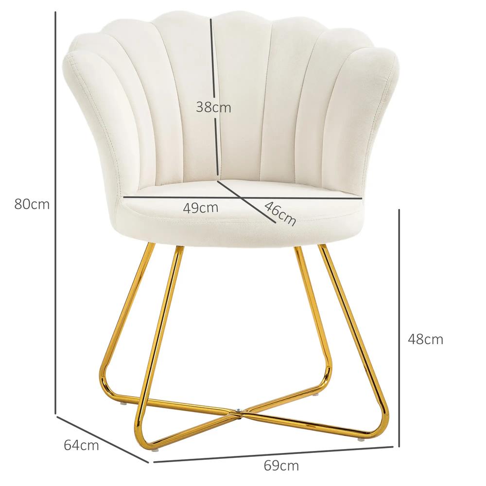 HOMCOM Velvet-Feel Lotus Petal Accent Chair Additional View 3