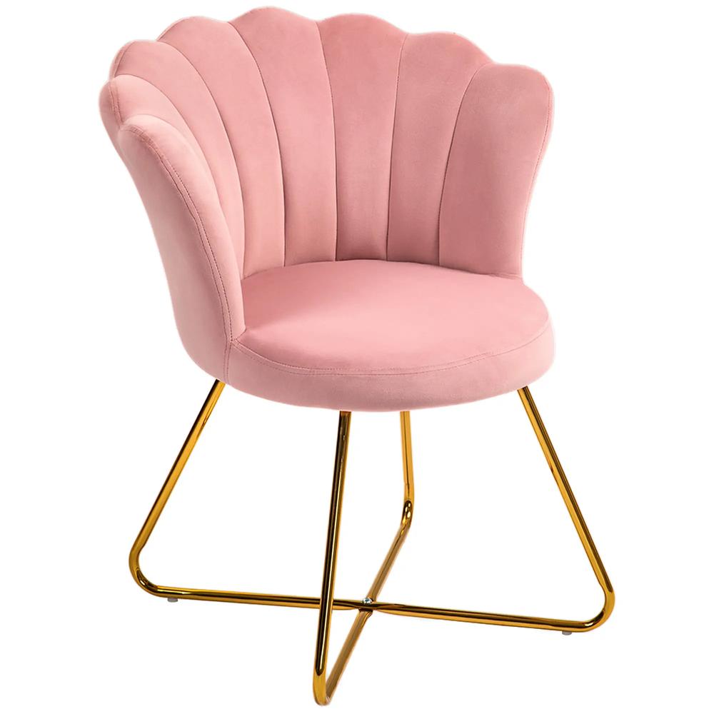 HOMCOM Velvet-Feel Lotus Petal Accent Chair Additional View 34