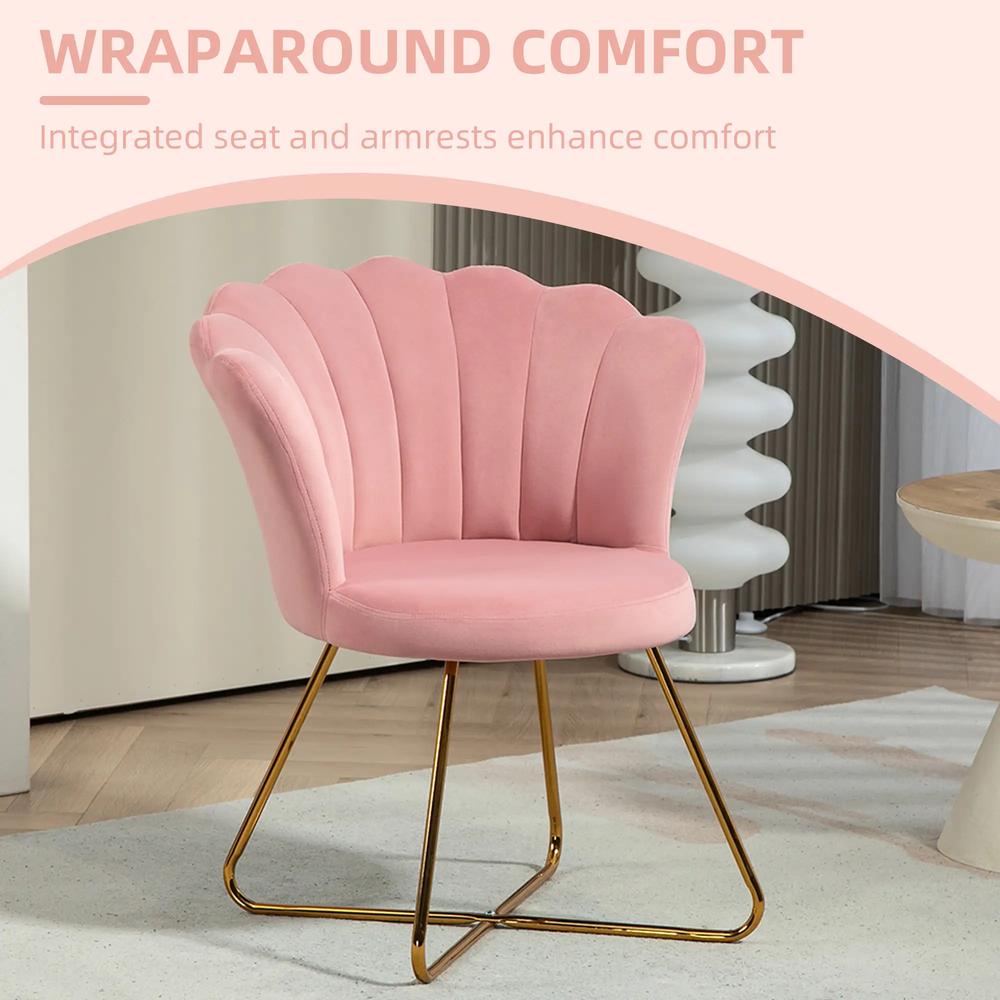 HOMCOM Velvet-Feel Lotus Petal Accent Chair Additional View 37