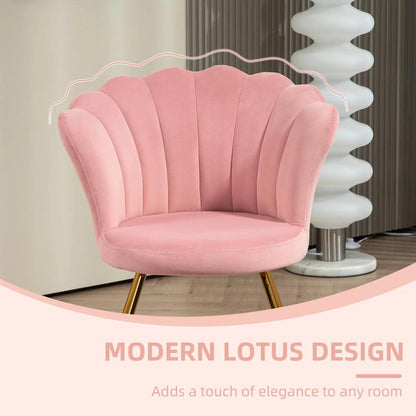 HOMCOM Velvet-Feel Lotus Petal Accent Chair Additional View 39