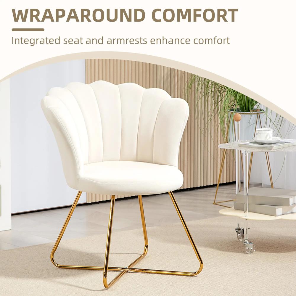 HOMCOM Velvet-Feel Lotus Petal Accent Chair Additional View 4