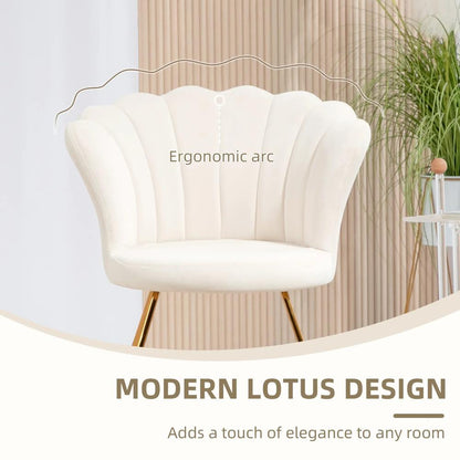 HOMCOM Velvet-Feel Lotus Petal Accent Chair Additional View 6