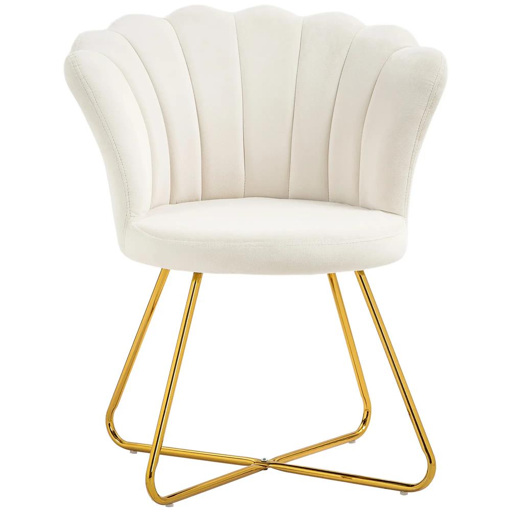 HOMCOM Velvet-Feel Lotus Petal Accent Chair