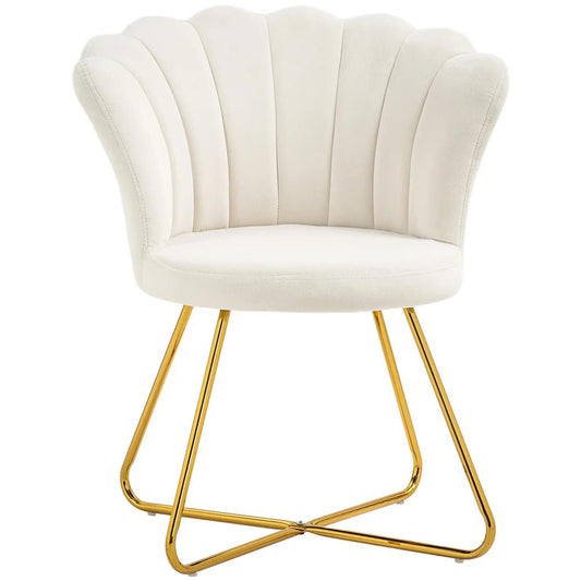 HOMCOM Velvet-Feel Lotus Petal Accent Chair