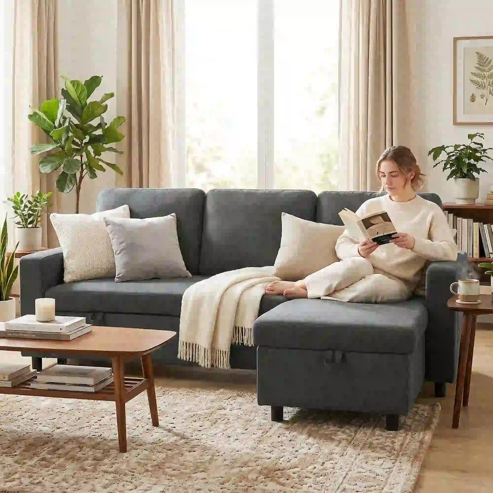 HOMCOM Pull Out Sofa Bed with 113 x 49cm storage space Additional View 11