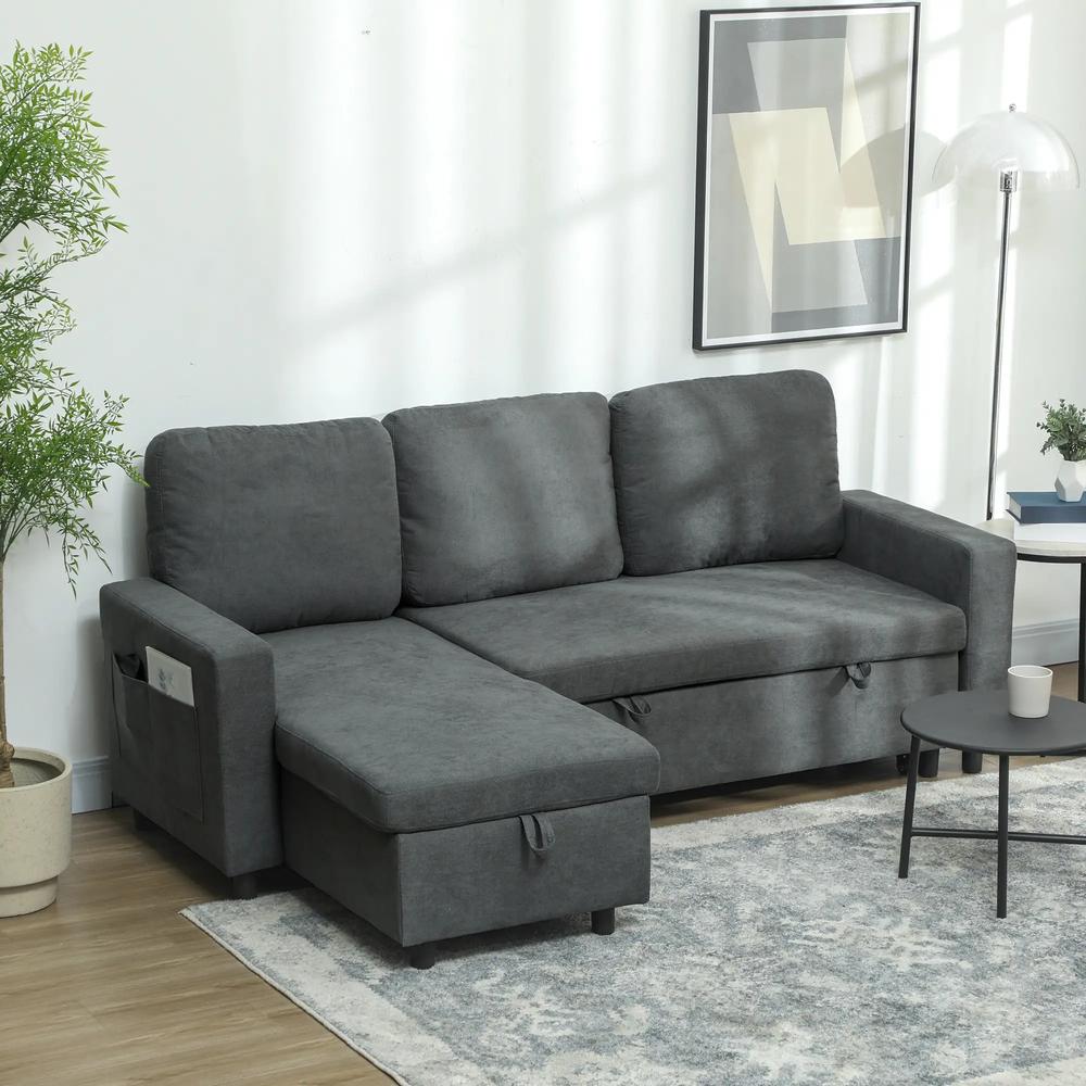 HOMCOM Pull Out Sofa Bed with 113 x 49cm storage space Additional View 12