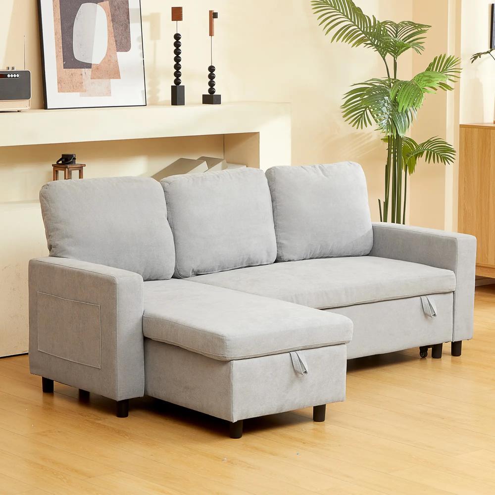 HOMCOM Pull Out Sofa Bed with 113 x 49cm storage space Additional View 16