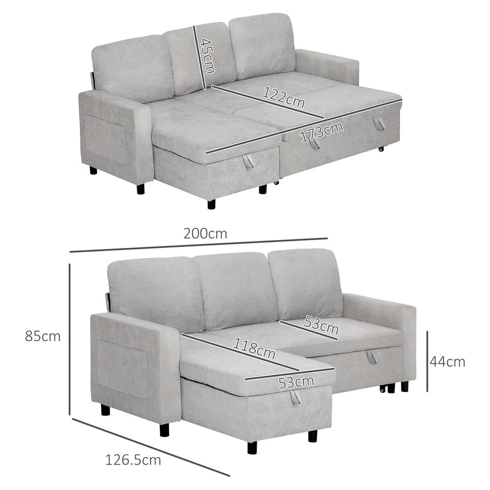 HOMCOM Pull Out Sofa Bed with 113 x 49cm storage space Additional View 17