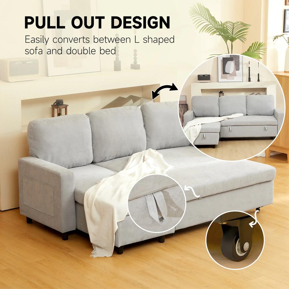 HOMCOM Pull Out Sofa Bed with 113 x 49cm storage space Additional View 18