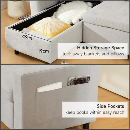 HOMCOM Pull Out Sofa Bed with 113 x 49cm storage space Additional View 19