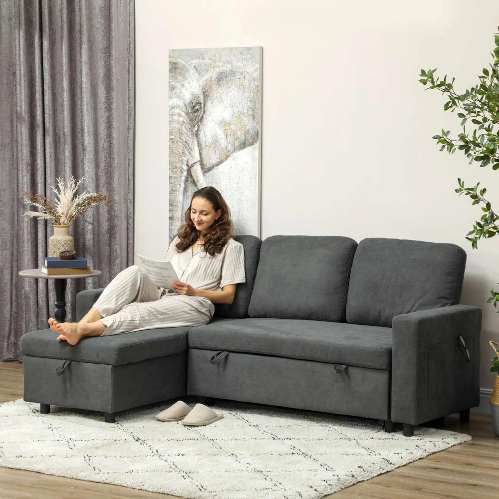HOMCOM Pull Out Sofa Bed with 113 x 49cm storage space Additional View 8