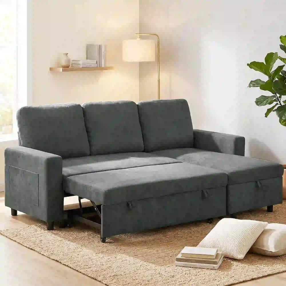 HOMCOM Pull Out Sofa Bed with 113 x 49cm storage space Additional View 10