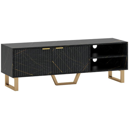 HOMCOM Marble Effect TV Unit, Modern TV Stand Cabinet for up to 70" TVs, with Shelves and Storage Cupboard, Fluted Door, Extra Centre Leg, Cable Management for Living Room Additional View 12
