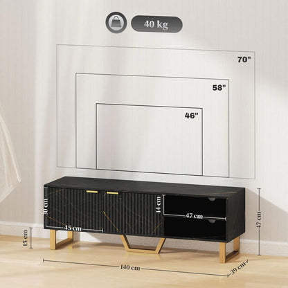 HOMCOM Marble Effect TV Unit, Modern TV Stand Cabinet for up to 70" TVs, with Shelves and Storage Cupboard, Fluted Door, Extra Centre Leg, Cable Management for Living Room Additional View 14