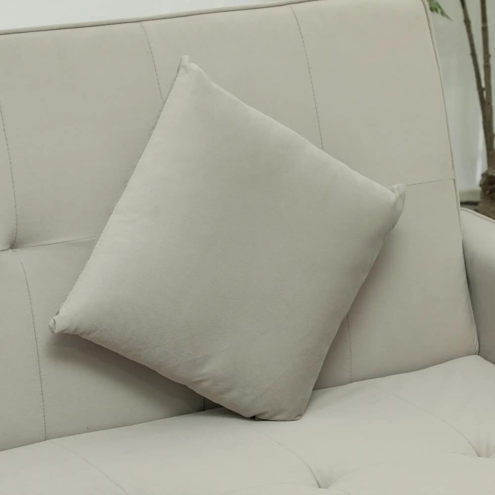 HOMCOM 3 Seater Velvet Sofa Bed, Convertible Pull-Out Sofa Bed with Adjustable Backrest, Space Saving Living Room Sofa, Beige Additional View 9