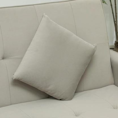 HOMCOM 3 Seater Velvet Sofa Bed, Convertible Pull-Out Sofa Bed with Adjustable Backrest, Space Saving Living Room Sofa, Beige Additional View 9