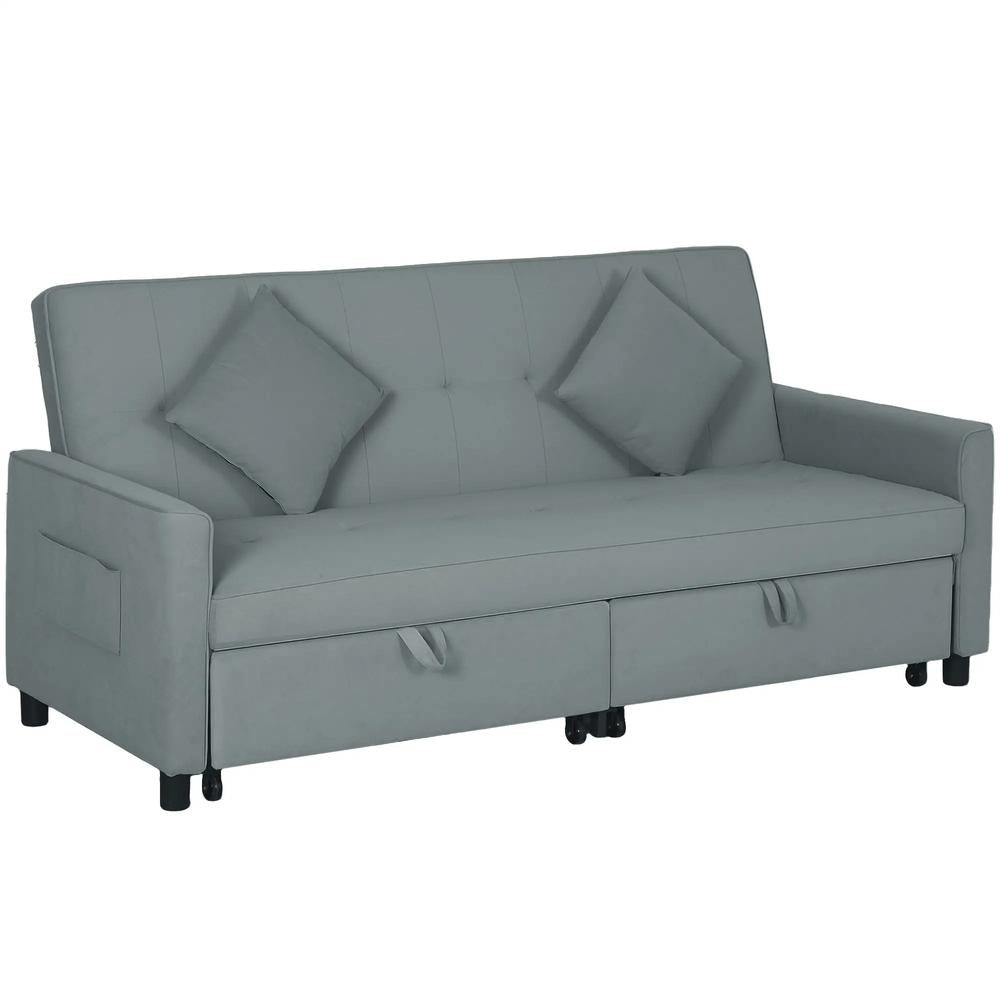 HOMCOM Three-Person Velvet-Feel Sofa Bed Additional View 12