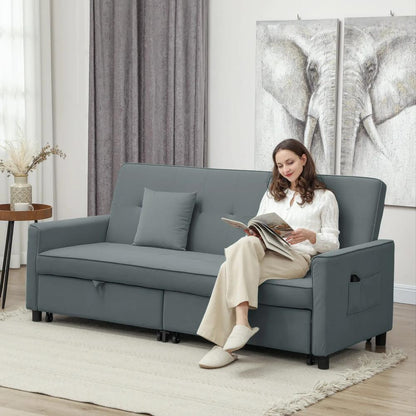 HOMCOM Three-Person Velvet-Feel Sofa Bed Additional View 13