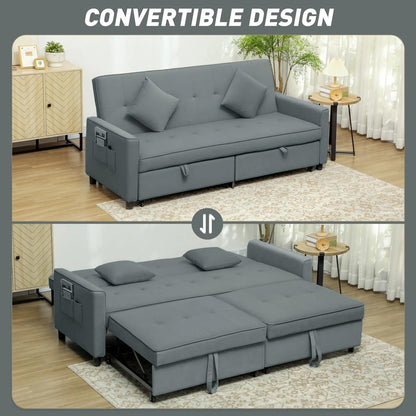 HOMCOM Three-Person Velvet-Feel Sofa Bed Additional View 15