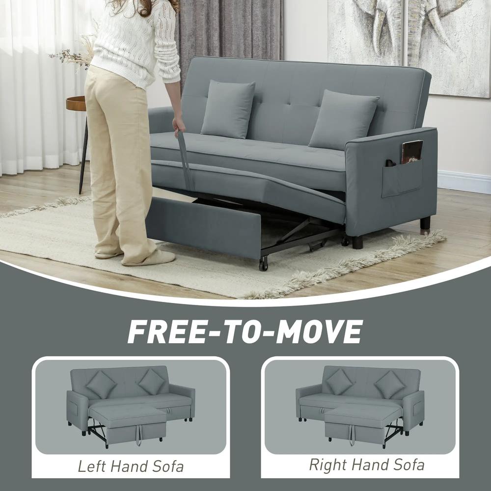 HOMCOM Three-Person Velvet-Feel Sofa Bed Additional View 16