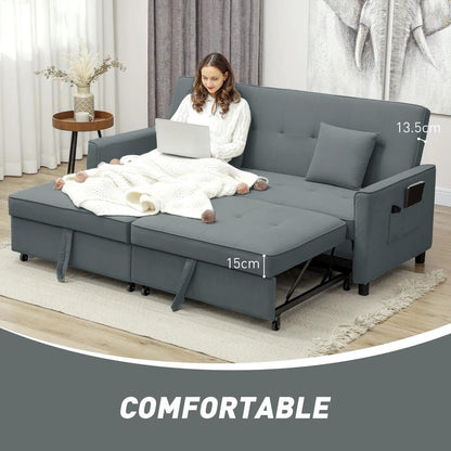 HOMCOM Three-Person Velvet-Feel Sofa Bed Additional View 18