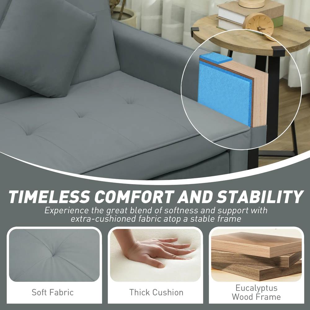 HOMCOM Three-Person Velvet-Feel Sofa Bed Additional View 19