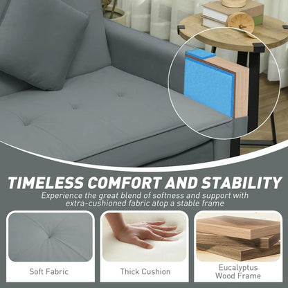 HOMCOM Three-Person Velvet-Feel Sofa Bed Additional View 19