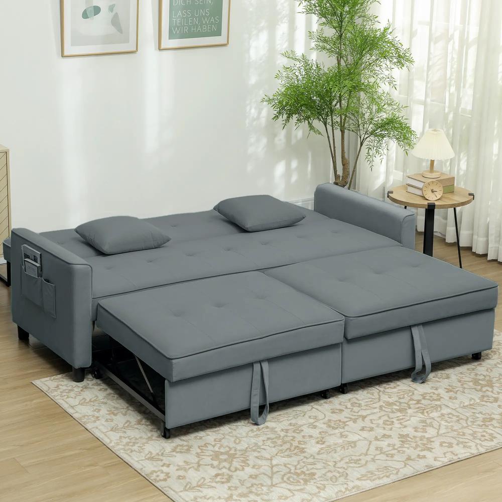 HOMCOM Three-Person Velvet-Feel Sofa Bed Additional View 21