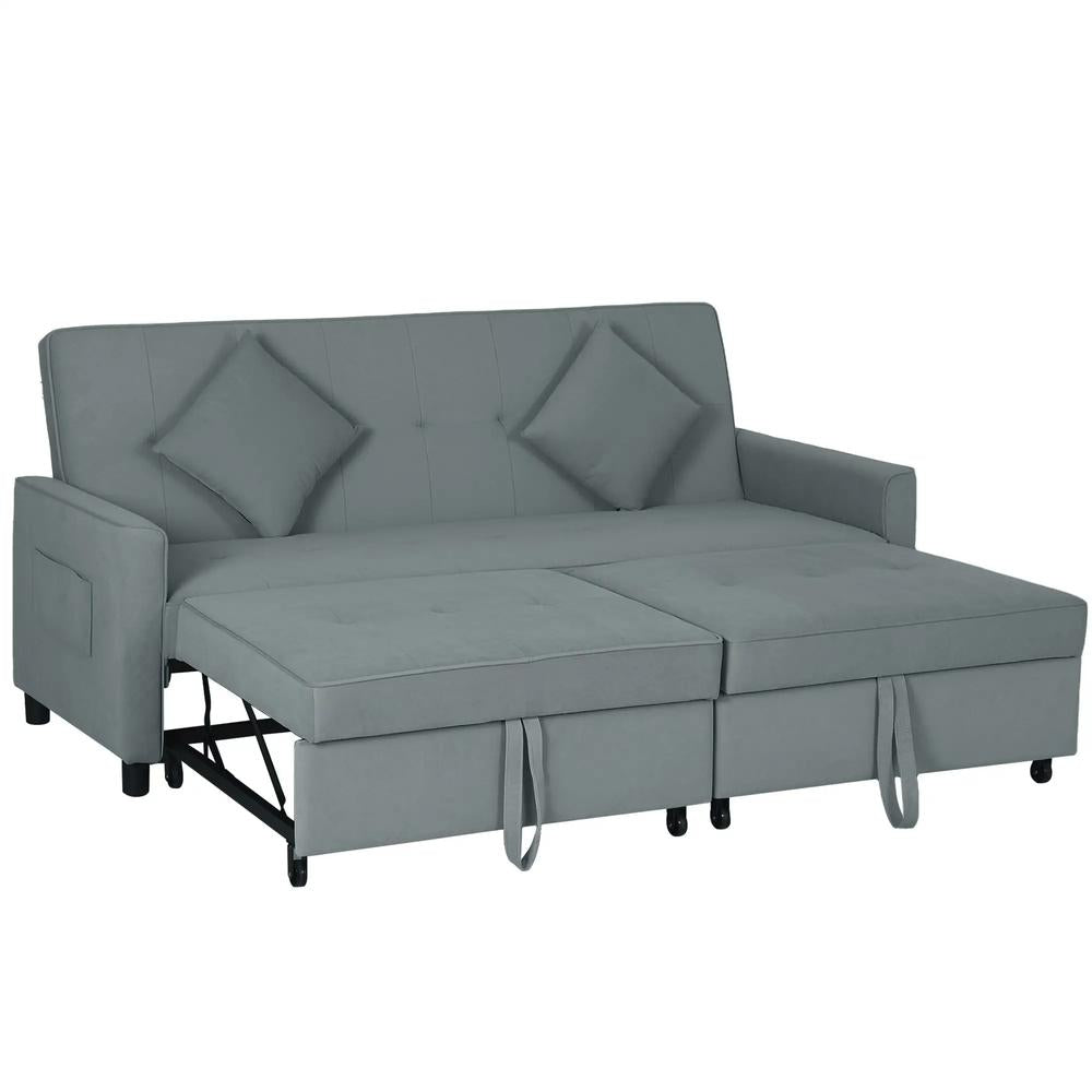 HOMCOM Three-Person Velvet-Feel Sofa Bed Additional View 22