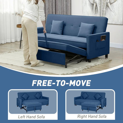 HOMCOM Three-Person Velvet-Feel Sofa Bed Additional View 5