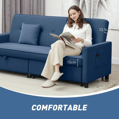 HOMCOM Three-Person Velvet-Feel Sofa Bed Additional View 7