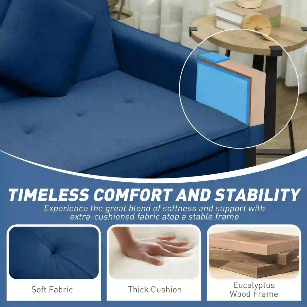 HOMCOM Three-Person Velvet-Feel Sofa Bed Additional View 8