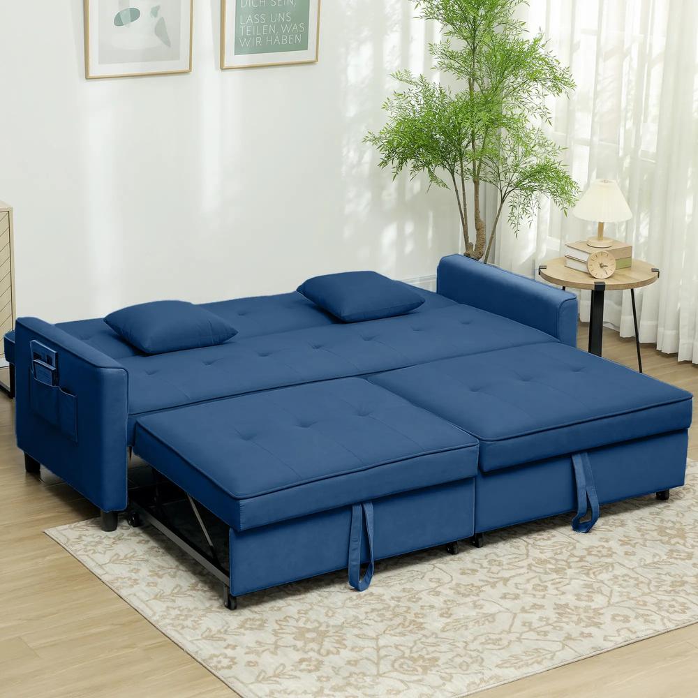 HOMCOM Three-Person Velvet-Feel Sofa Bed Additional View 10