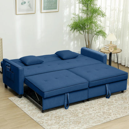 HOMCOM Three-Person Velvet-Feel Sofa Bed Additional View 10