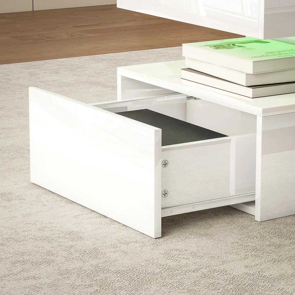 HOMCOM LED Coffee Table with Storage - High Gloss White Additional View 8