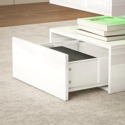 HOMCOM LED Coffee Table with Storage - High Gloss White Additional View 8