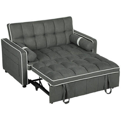 HOMCOM Two-Seater Linen-Look Sofa Bed - Charcoal Grey Additional View 11