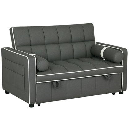 HOMCOM Two-Seater Linen-Look Sofa Bed - Charcoal Grey Additional View 10