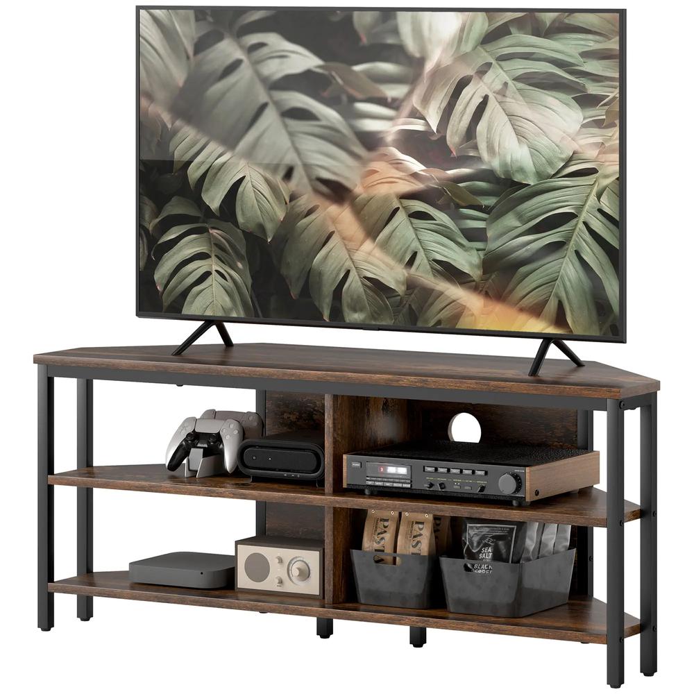 HOMCOM Industrial-Style Corner TV Unit - Black/Brown Additional View 11