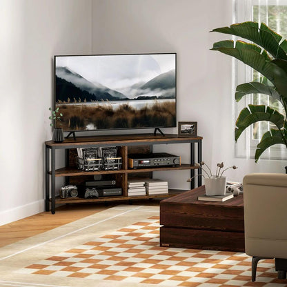 HOMCOM Industrial-Style Corner TV Unit - Black/Brown Additional View 2