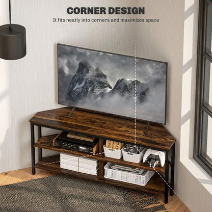 HOMCOM Industrial-Style Corner TV Unit - Black/Brown Additional View 4