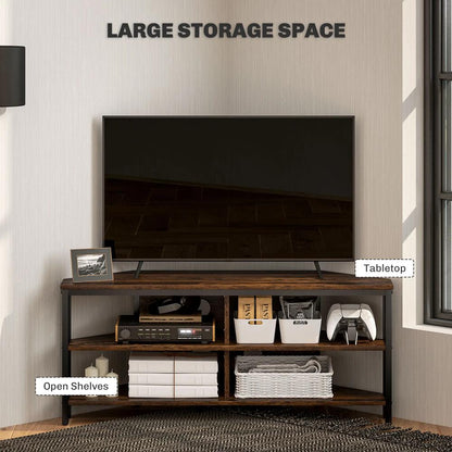 HOMCOM Industrial-Style Corner TV Unit - Black/Brown Additional View 5