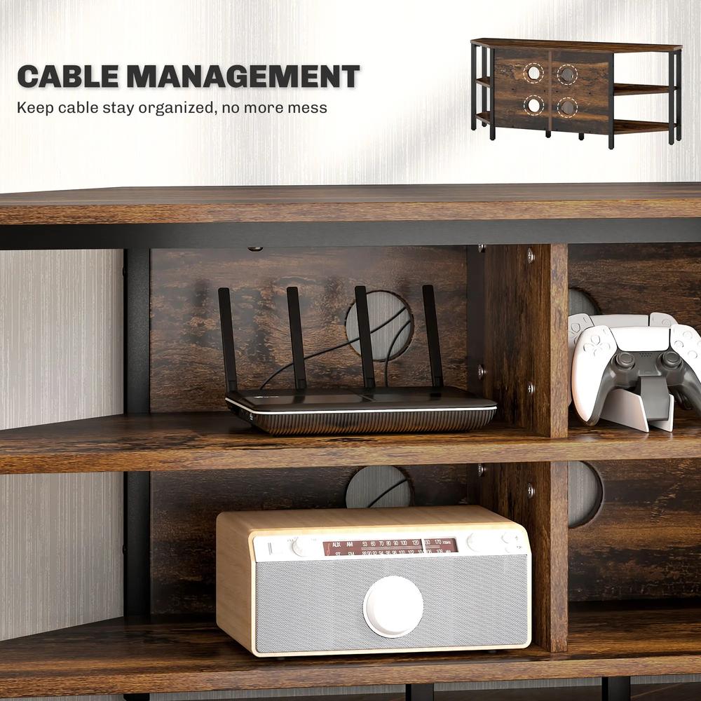 HOMCOM Industrial-Style Corner TV Unit - Black/Brown Additional View 6