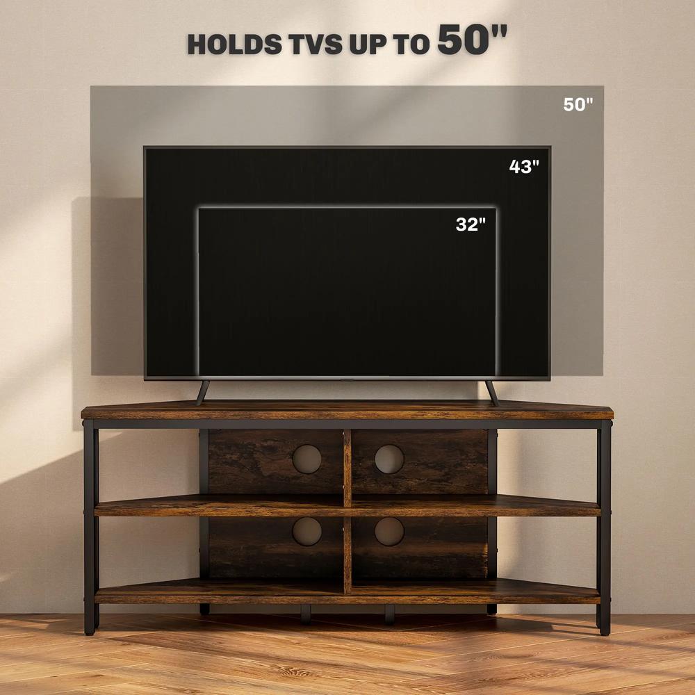 HOMCOM Industrial-Style Corner TV Unit - Black/Brown Additional View 7