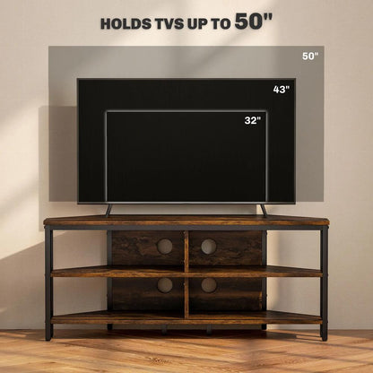 HOMCOM Industrial-Style Corner TV Unit - Black/Brown Additional View 7