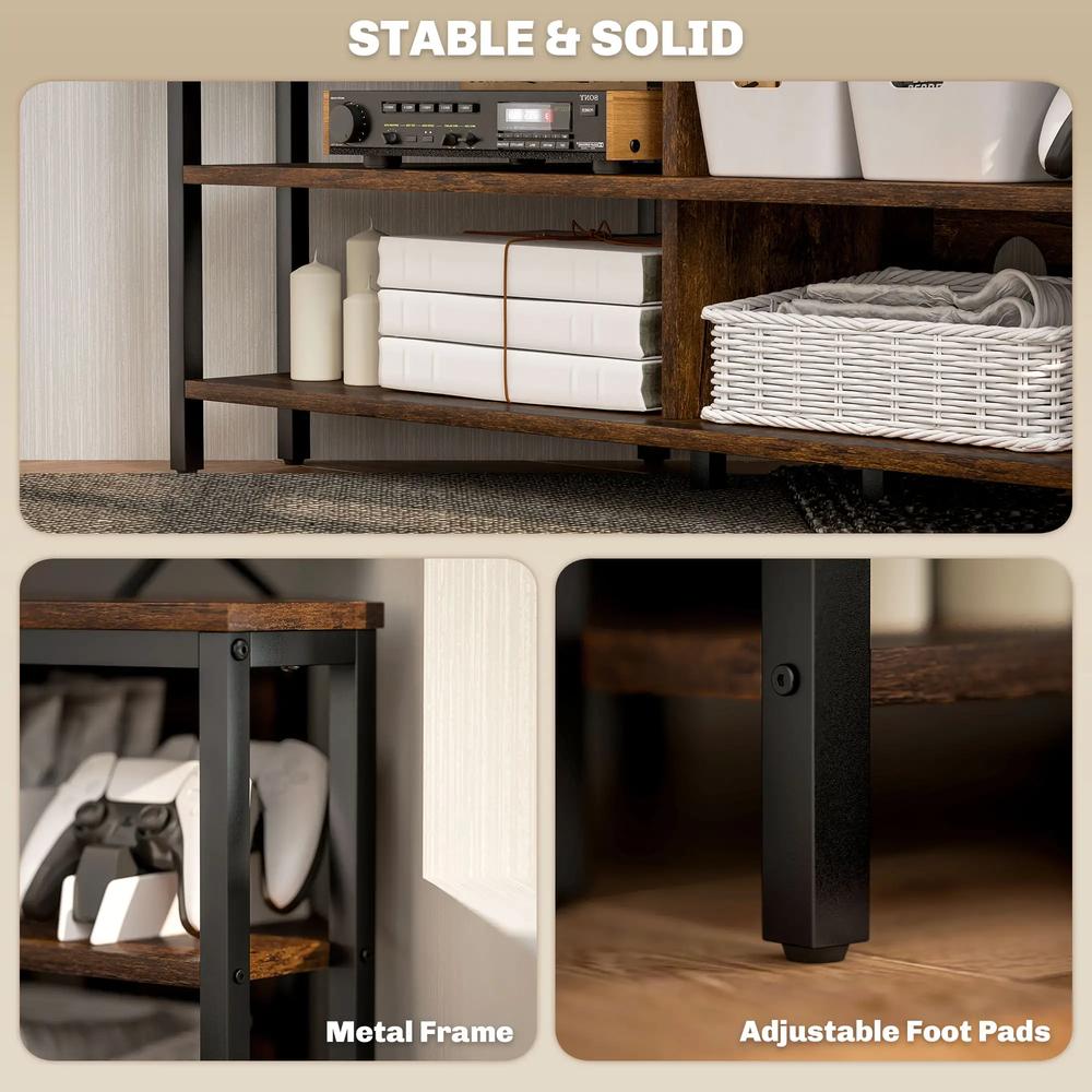 HOMCOM Industrial-Style Corner TV Unit - Black/Brown Additional View 8